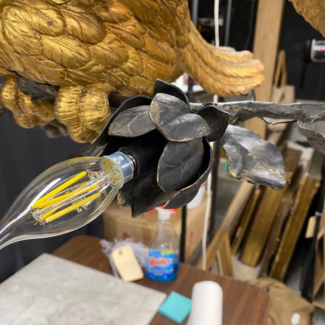 Museum Quality Carved Gold Gilt Eagle Chandelier For Sale - Image 13 of 14