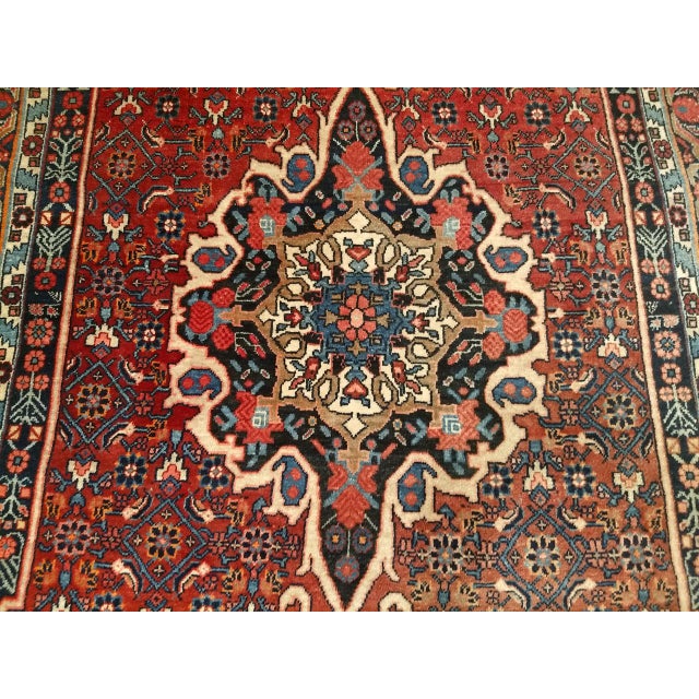 Vintage Persian Bidjar Gallery Rug, Hand-Knotted Wool, Geometric Medallion Pattern, Red & Navy, 5x9 For Sale - Image 14 of 17