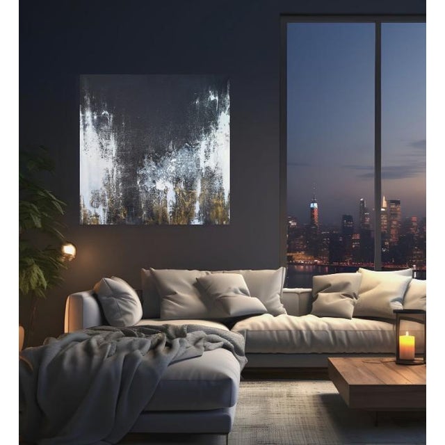Large Modern Abstract Original Art Stretched Canvas Painting For Sale - Image 4 of 12