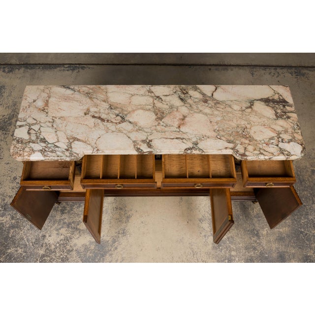 French Late 19th Century French Louis XVI Oak & Marble Sideboard by Haentges Freres For Sale - Image 3 of 18