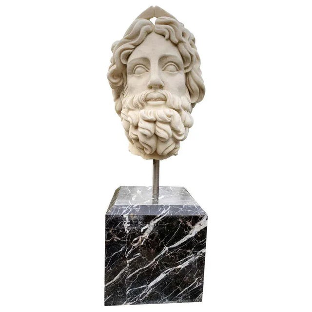 20th Century Marble Bust Sculpture of the Roman God of the Water Neptune For Sale - Image 10 of 10