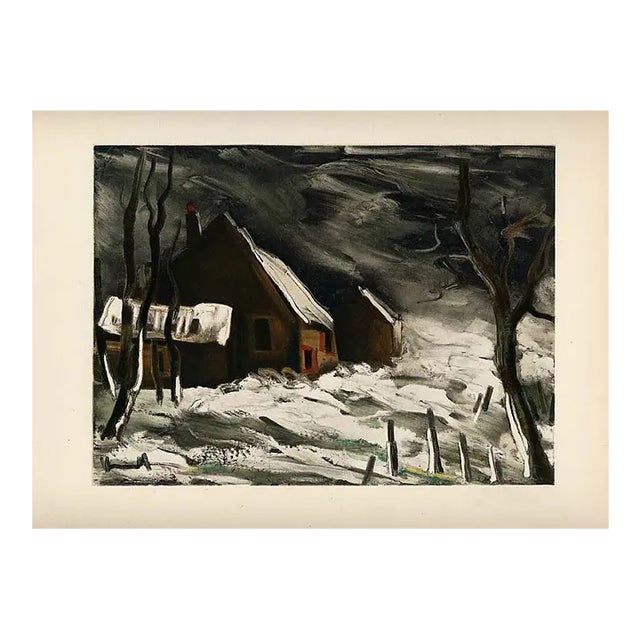 1958 Vlaminck Lithograph 42 La Maladrerie Under Snow For Sale