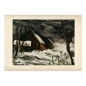 1958 Vlaminck Lithograph 42 La Maladrerie Under Snow
