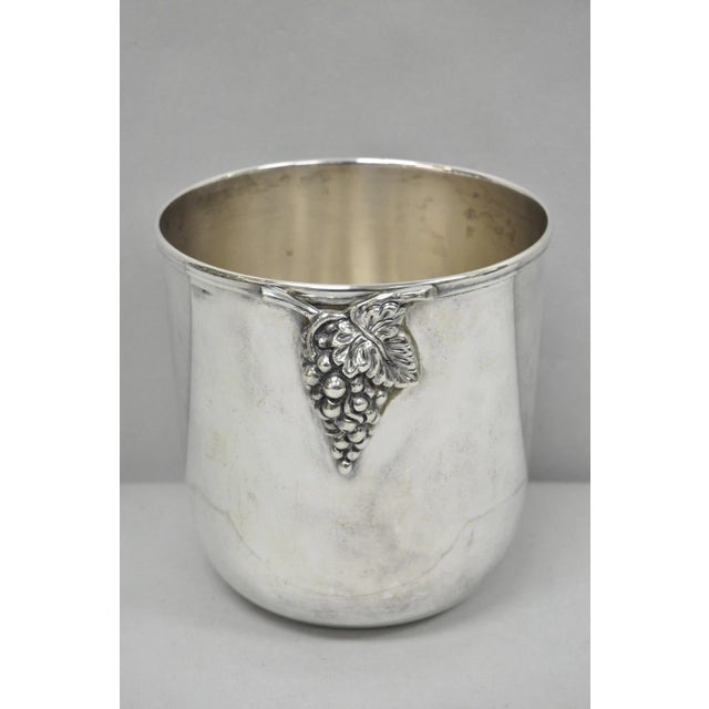 Vintage Mid Century Silver Plated Grapevine Cluster Champagne Chiller Ice Bucket For Sale - Image 11 of 12