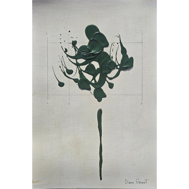 Dark Green Set of 6 - Contemporary One-of-a-Kind Dark Green Botanical Organic Modern Original Oil Paintings / Herbarium / Floral / Earth Tones For Sale - Image 8 of 11