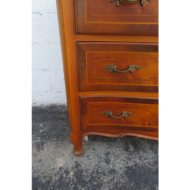 Brown French Serpentine Inlay Dresser For Sale - Image 8 of 13