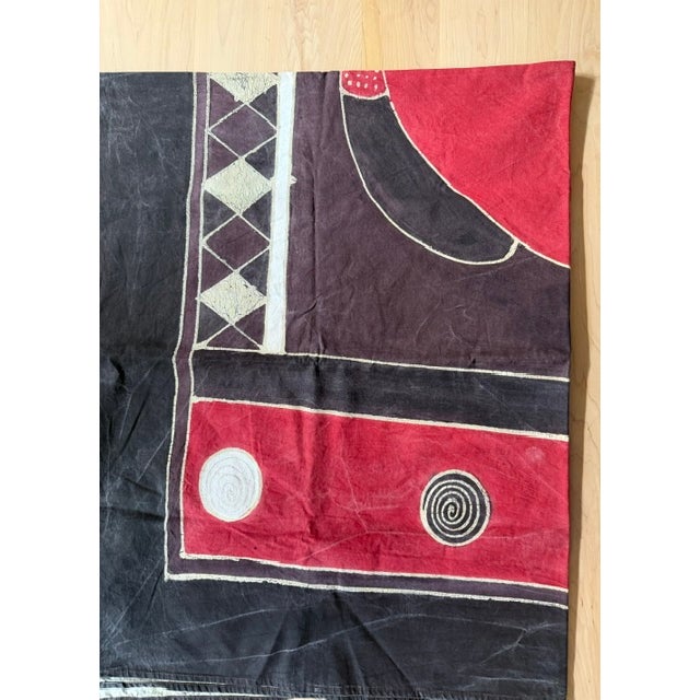 African VTG Africa Decorative Panno Cotton Canvas Hand Printed For Sale - Image 3 of 6