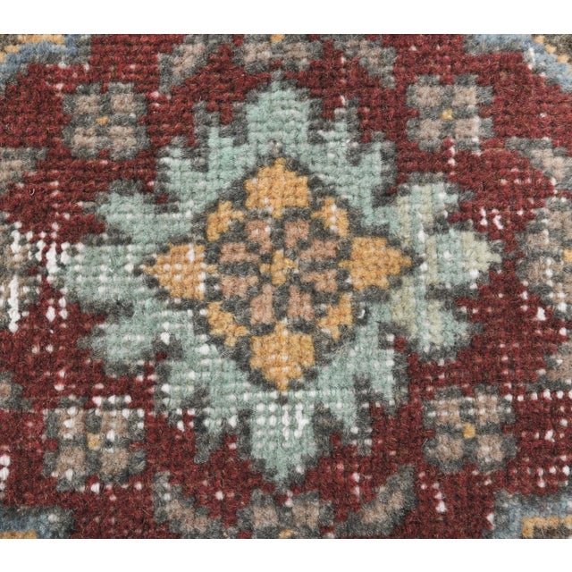 3'4x12'7 Orange Vintage Geometric Turkish Hand-Knotted Runner Rug For Sale - Image 6 of 9