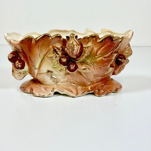 1940s Vintage Boho Chic Rustic Art Deco Ceramic Pomegranate Planter. For Sale - Image 14 of 15