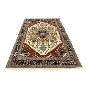 Heriz Rug 11'8'' X 14'9'' Ivory Wool Tribal Hand-Knotted Oriental Carpet