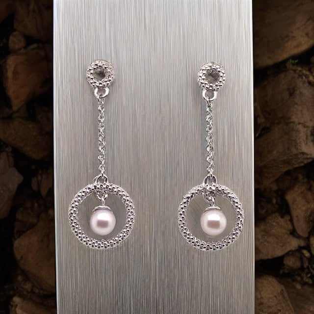 Fine Quality Japanese Akoya Pearl Earrings set in 14 KT White Gold 5.25 mm Certified $990 017544 This is a Kind Unique...