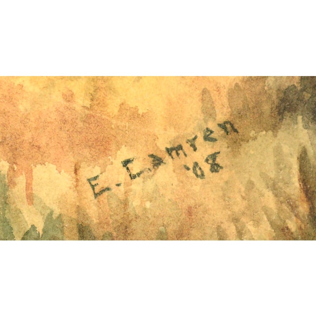 Early 20th Century Autumn Landscape Watercolor Painting by E. Camren, Framed For Sale In Monterey, CA - Image 6 of 8