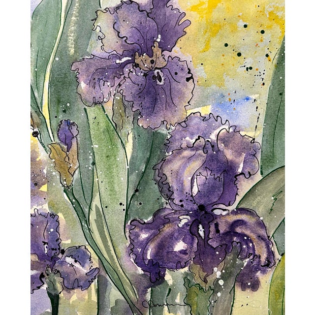 One Giclee Print of This Original Watercolor Painting “Amethyst Iris”. Approximately 15 X 11 Inches. No Ai Was Used to Create the Original Painting. For Sale - Image 6 of 9