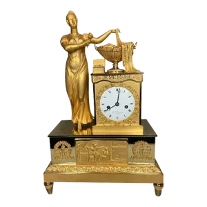 19th Century Gilt Bronze French Empire Table/Chimney Clock