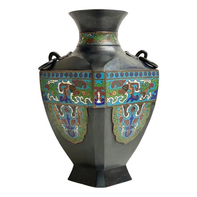 Antique Cloisonne Bronze Vase, Japan, 19th Century For Sale