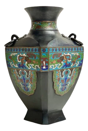 Antique Cloisonne Bronze Vase, Japan, 19th Century