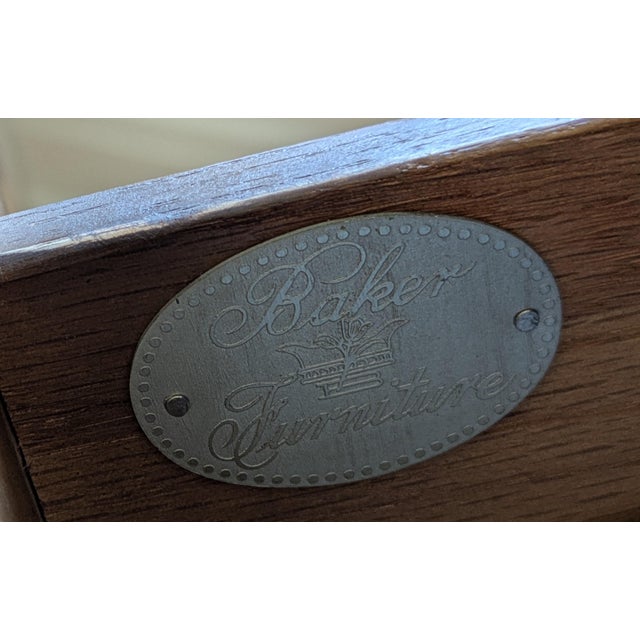 Brass 1960s Vintage Baker Furniture Credenza Walnut Sideboard With Brass Hardware For Sale - Image 8 of 8