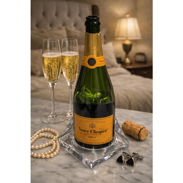 A stunning Vintage Nybro Art Glass “Ice Pyramid” Wine Coaster, originally designed as a candle holder by Tord Kjellström...