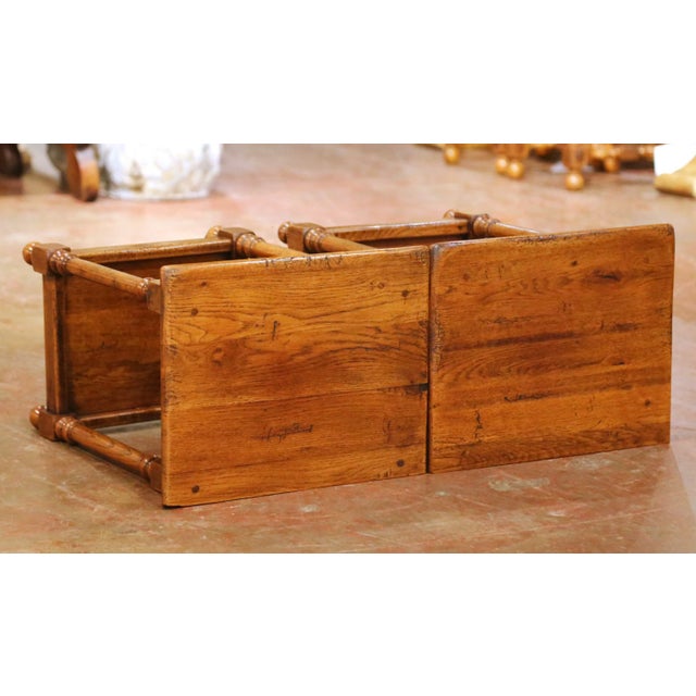 Pair of Mid-Century French Louis XIII Style Normandy Oak Side Tables For Sale - Image 14 of 15