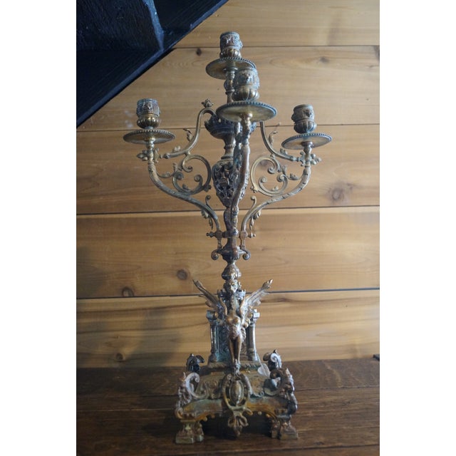 Early 20th Century French Bronze Gothic Candelabra For Sale - Image 13 of 13