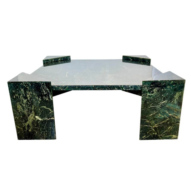 1980s Modernist Green Faux Marble Fiberglass Coffee Table, 1980s For Sale - Image 5 of 12