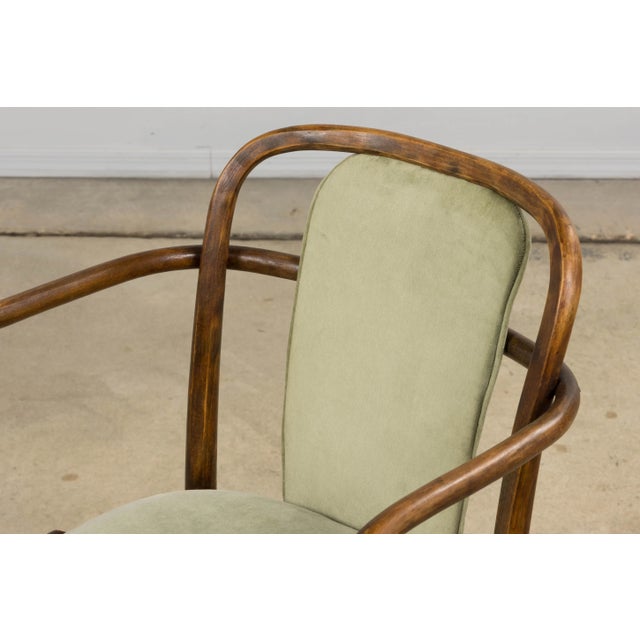 Green 1950s Thonet Bentwood Armchairs in Willow Green Velvet - Set of 6 For Sale - Image 8 of 18