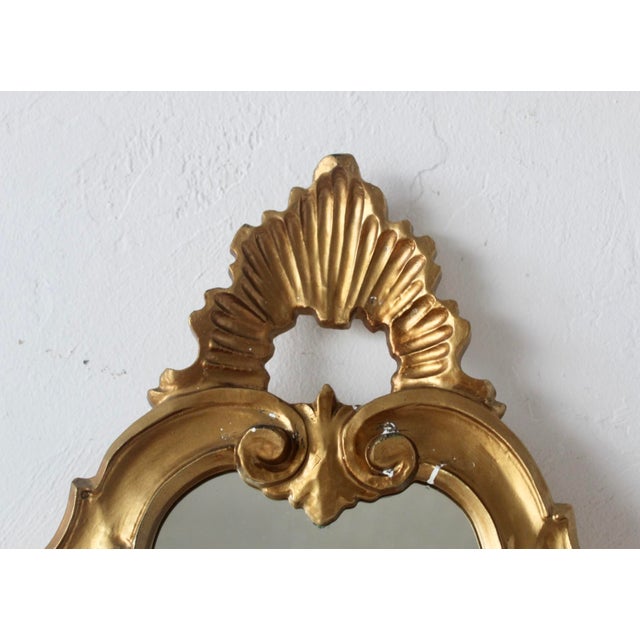 1960s Italian Rococo Giltwood Style Wall Mirror Carved Scrollwork Frame Vintage For Sale - Image 5 of 14