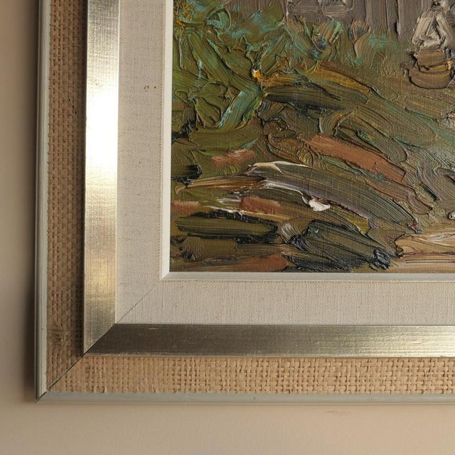 Impasto Village Heavy impasto painting on canvas depicting village scene signed by artist.Good vintage condition, nothing...