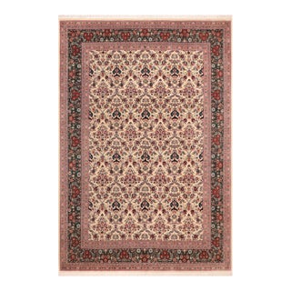 Shabby Chic Kazveen Pak-Persian Ivory/Green Wool Rug - 9'10'' X 14'2'' For Sale