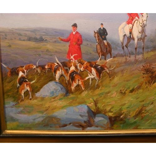 Levine, English Fox Hunt, Oil Painting, Framed For Sale - Image 9 of 11