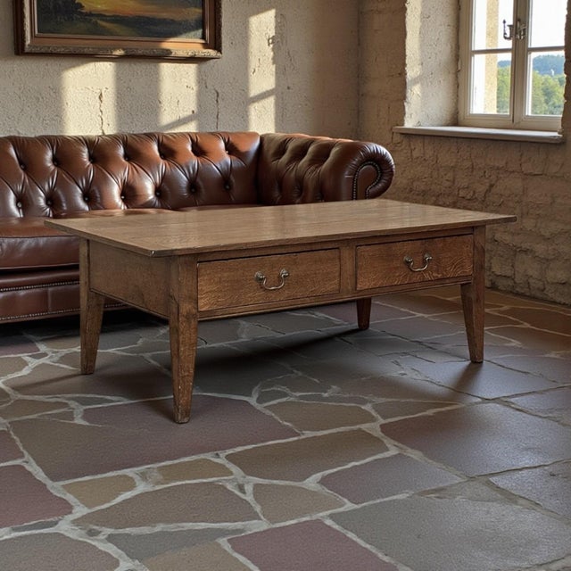 18th Century European Oak Country Coffee Table is beautifully aged and rich with the deep, warm old patina that only...