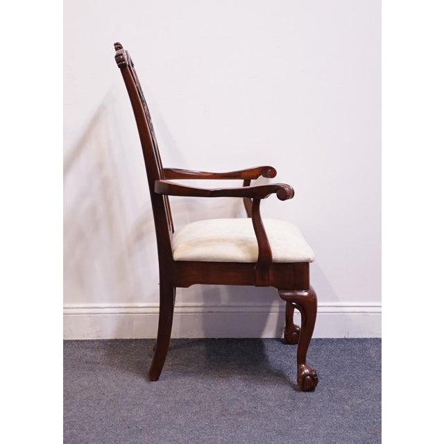 Late 20th Century American Drew Traditional Chippendale Style Solid Cherry Dining Arm Chair For Sale - Image 5 of 8