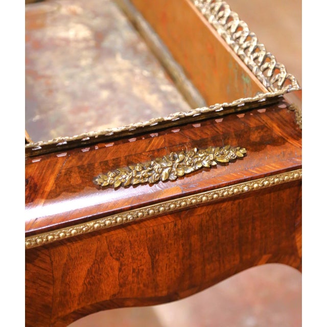 Brown 19th Century French Louis XV Veneer Jardinière With Bronze Ormolu Mounts & Zinc Tray For Sale - Image 8 of 17