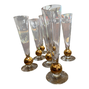 Mid 20th Century Orrefors Nobel Champagne Flutes- Set of 7