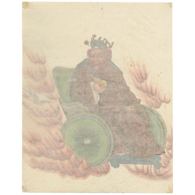 Canton School Artist, Taoist Deity Wang Lingguan, 18th Century, Gouache Painting on Paper For Sale - Image 6 of 7