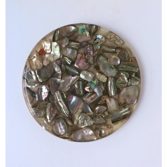 Mid 20th Century Lucite Acrylic Abalone Seashell Trivet For Sale - Image 4 of 8