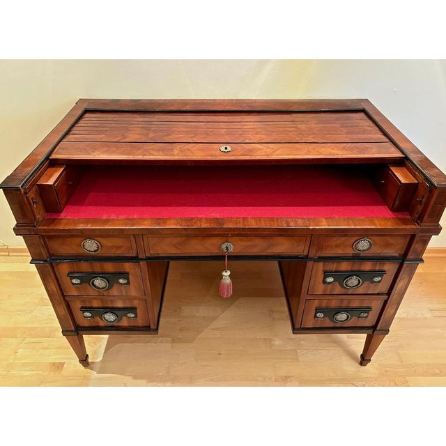 Late 18th Century Empire Roll Top Writing Desk in Nutwood For Sale - Image 4 of 18