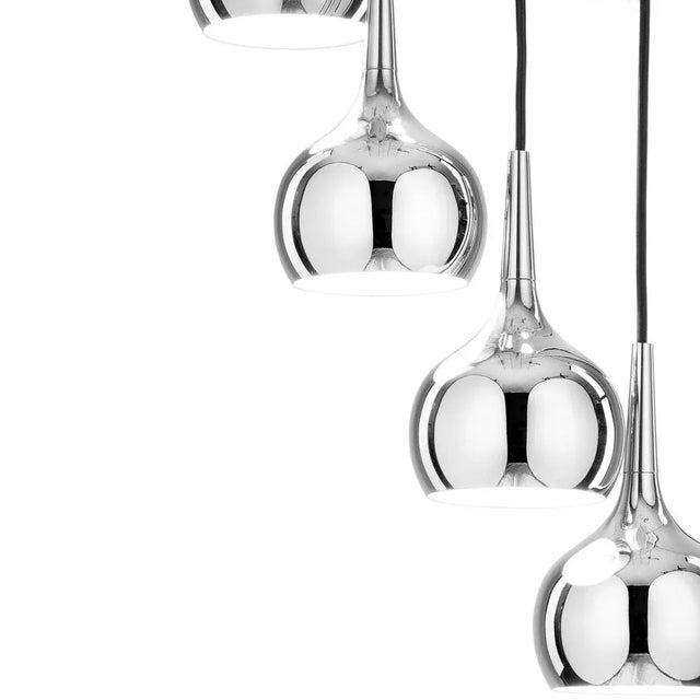 1970s Cascade Pendant Lamp with Chrome Teardrop Shades by Hans-Agne Jakobsson for Markaryd, Sweden, 1960s For Sale - Image 5 of 8