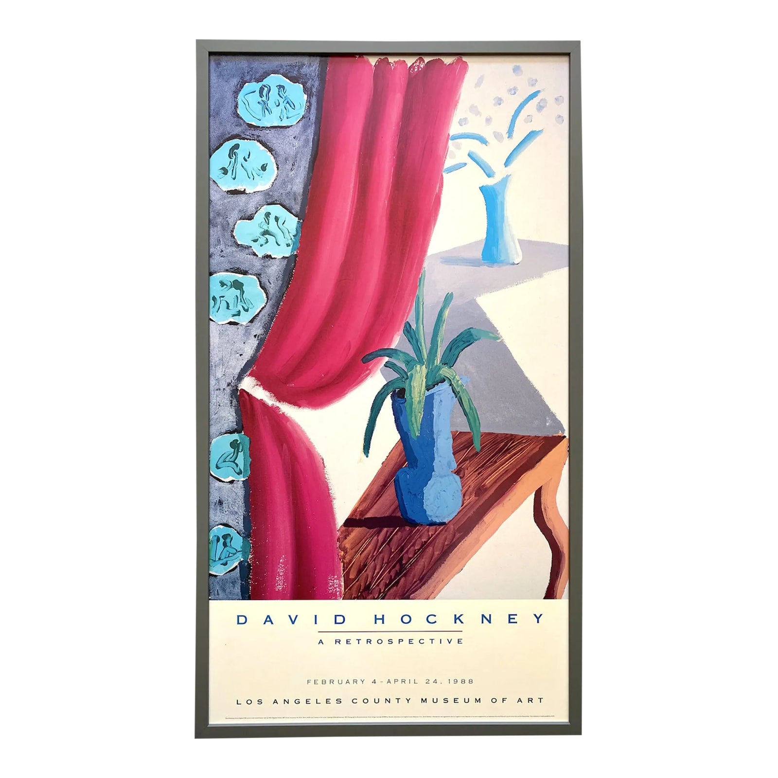 David Hockney Vintage 1988 Pop Art Lithograph Print Framed