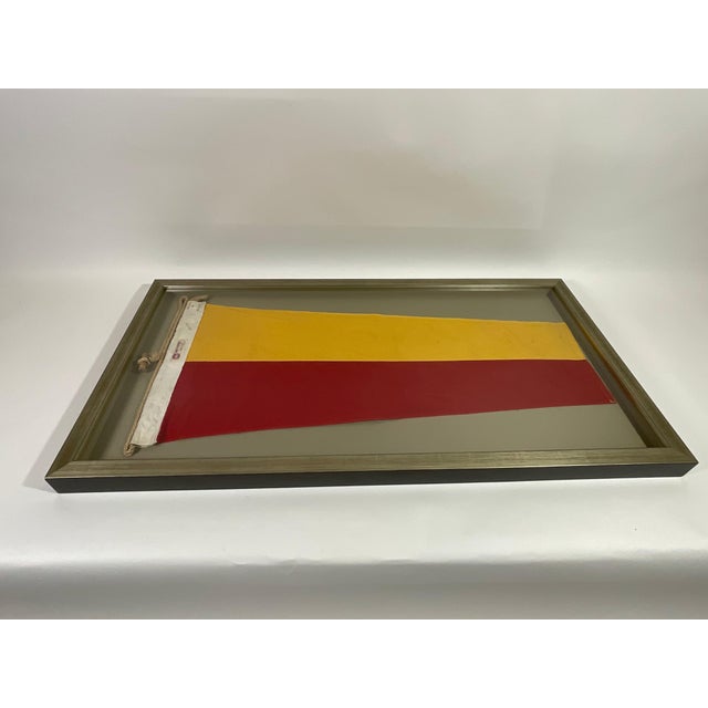 Red Vintage Nautical Signal Flag in Frame For Sale - Image 8 of 11