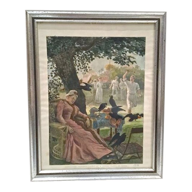 Antique Tennis Scene Engraving For Sale