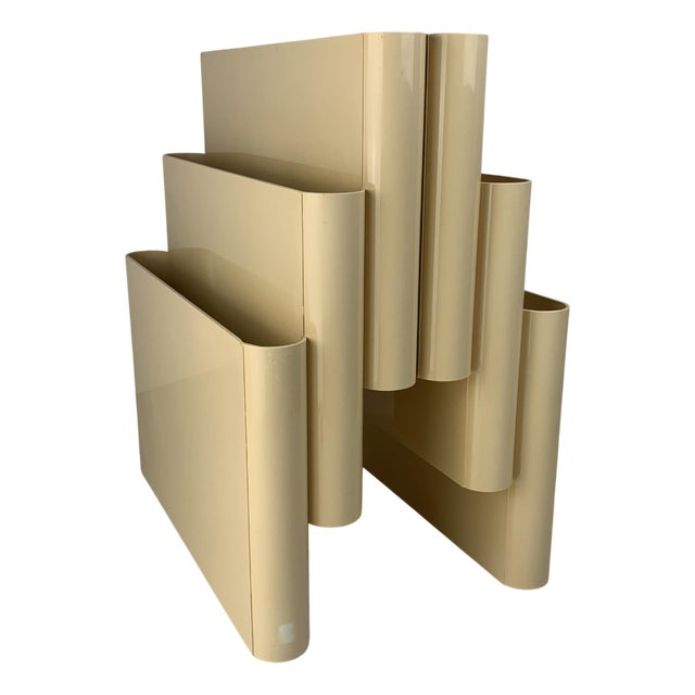 Beige Magazine Rack by Giotto Stoppino for Kartell, Italy, 1970s For Sale