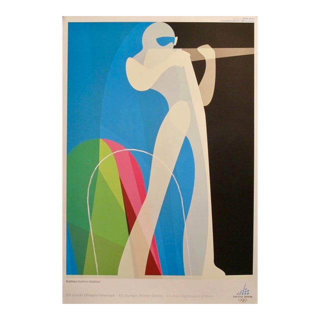 2006 Original Vintage Torino Winter Olympics Poster, Biathlon For Sale