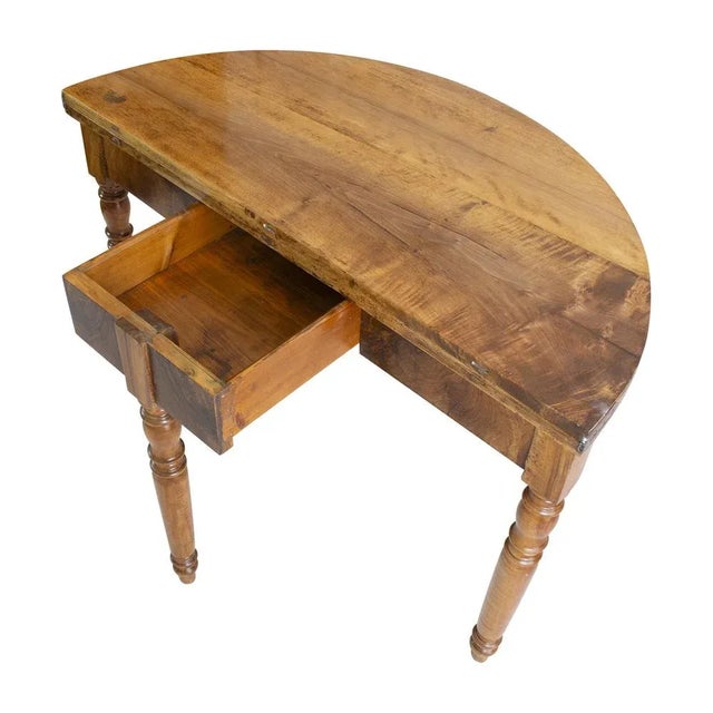 Wood 19th Century Biedermeier Walnut Demi Lune Fold-Out Table For Sale - Image 7 of 8