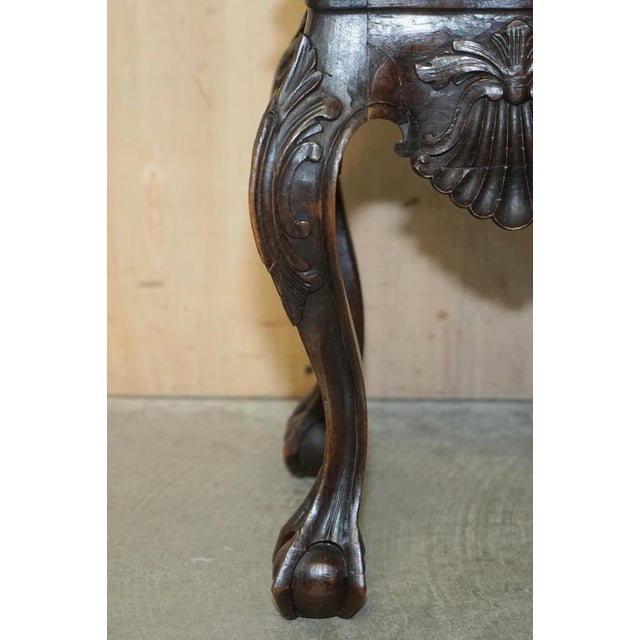 Hand Carved Hardwood Claw & Ball Side Tables, 1900s, Set of 2 For Sale - Image 6 of 18