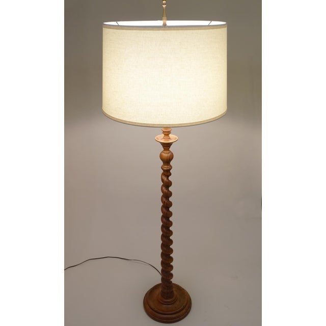 1930s Neo Classic Empire Regency Cherry Ash Carved Barley Twist Floor Lamp For Sale - Image 10 of 13