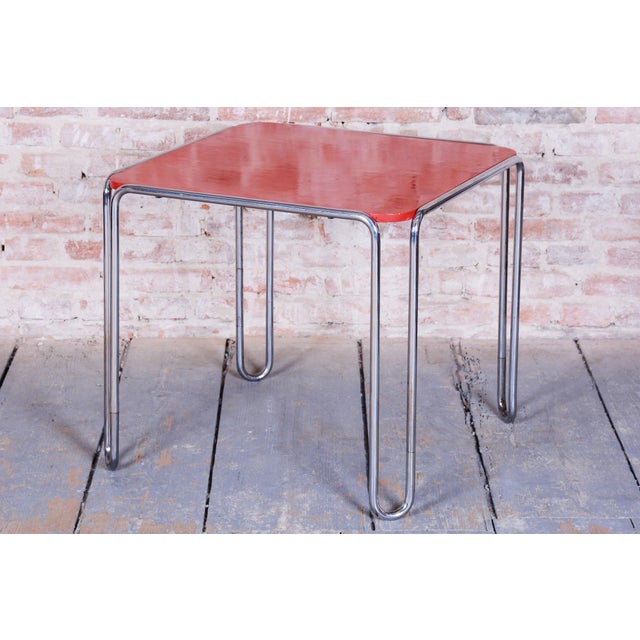 Red Art Deco Dining Table in Chrome and Steel from Thonet, 1930s For Sale - Image 8 of 10