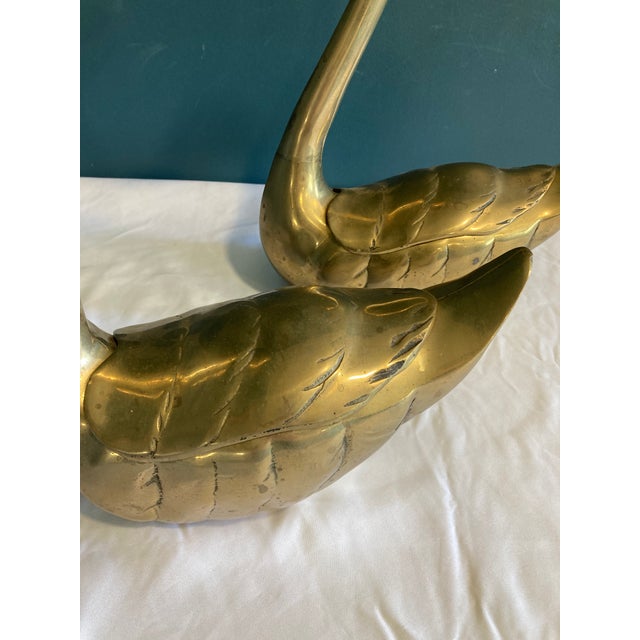 Mid 20th Century Vintage Brass Swan Figurine Boxes – A Pair For Sale - Image 5 of 11