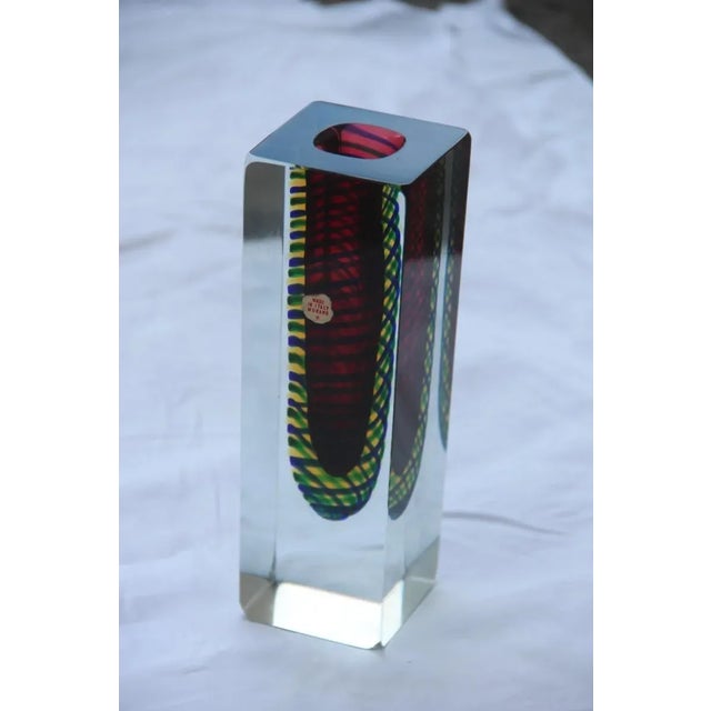 Green Small Square Murano Glass Vase, 1960s For Sale - Image 8 of 8