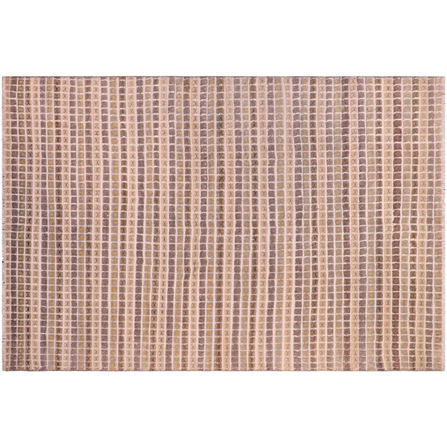 Gray Nomadic Gray/Blue High Low Wool&Silk Rug - 7'10'' X 10'1'' For Sale - Image 8 of 9